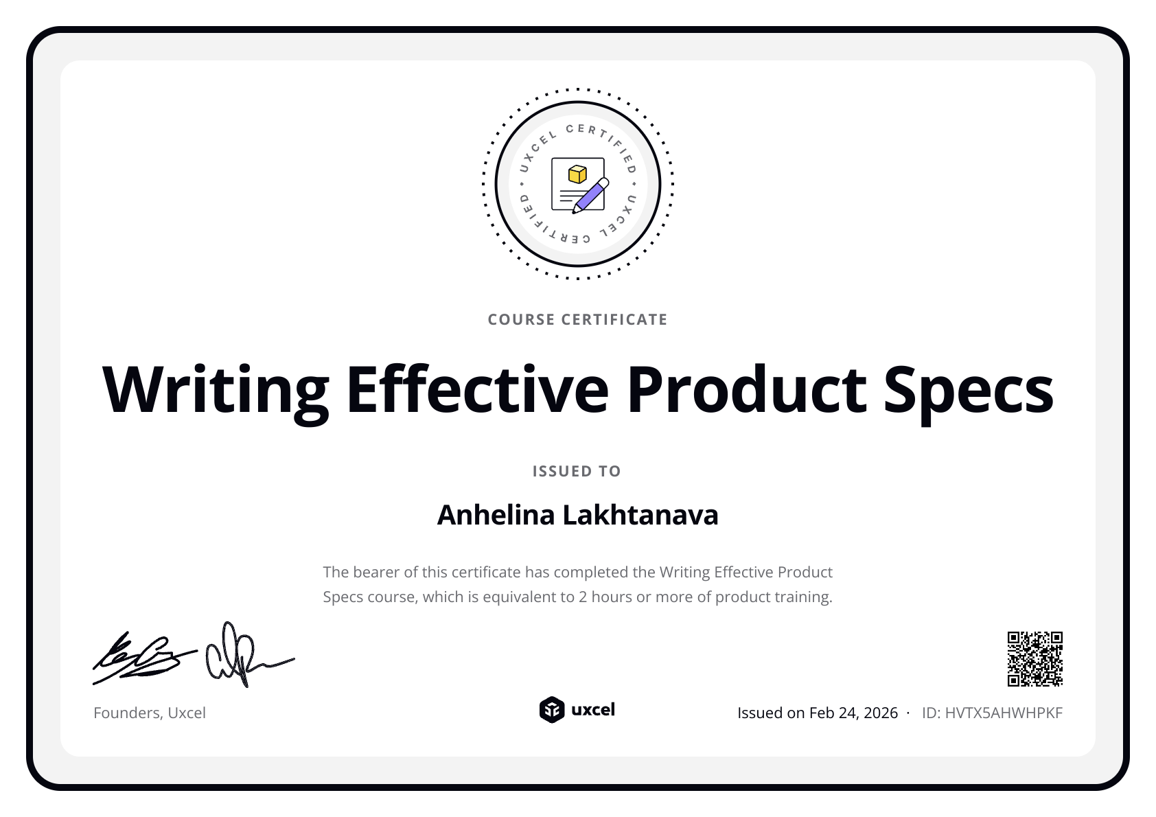 Anhelina Lakhtanava's certificate